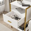JOONEE Modern Nightstand, White and Gold Side Table with Drawer,