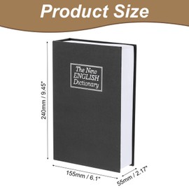 uxcell Diversion Book Safe, 9.45" x 6.1" x 2.17" Simulation Book Hidden Box, Decorative Book Safe Lock Box with Combination Lock for Home Bookshelf Store, Black