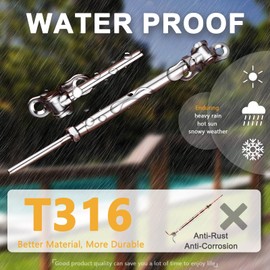 WAYSKA 12 Pairs T316 Stainless Steel Cable Railing Kit Fit 3/16" Stainless Steel Cable Wire Rope, Swage Toggle Turnbuckle Tensioner and End Fittings for Cable Railing System