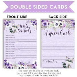 Little Rascal Cute Raccoon Girl Baby Wishes Cards 20, 4"x6" - Great Keepsake and Fun Activity for Baby Showers - Wishes for Baby Keepsakes Last Generations - Fill-In, Double-Sided Cards