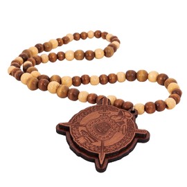 Desert Cactus Omega Psi Phi Wooden Bead Tiki Necklace Wood Raised Engraved Crest (Tiki Engraved Crest)