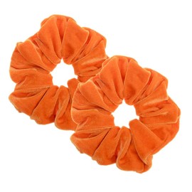 Pack of 2 Large Women Hair Bobbles Velvet Hair Scrunchies Rubber Bands Colourful Elastic Hair Bands for Girls Women Hair Accessories (Orange)