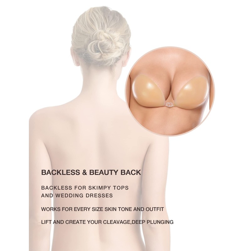 Wingslove Adhesive Bra Sticky Strapless Push up Invisible Reusable Self