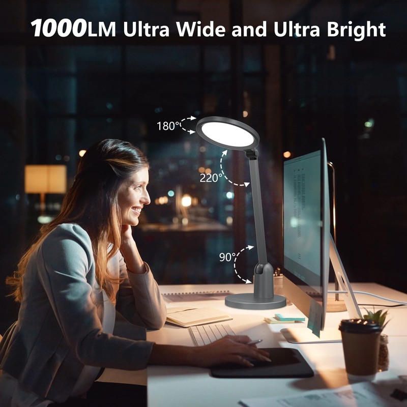 Desk Lamps for Home Office with Stable Base, 1000LM Ultra