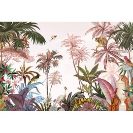 MFWFM Jungle Wallpaper Tropical Botanical Wall Mural Forest Palm Tree Rainforest Mural Wallpaper(Not Peel n' Stick)