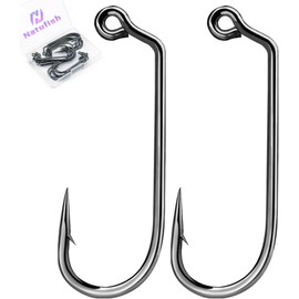 Natufish 60 Degree Jig Hooks 100Pcs Inline Spoon Hook,Fishing Short Shank Hooks for Lure Making,Suitable for Freshwater and Saltwater Fishing 3/0