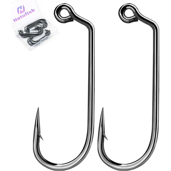 Natufish 60 Degree Jig Hooks 100Pcs Inline Spoon Hook,Fishing Short