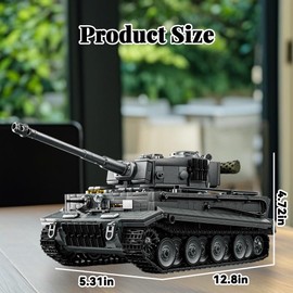 honchoes WW2 Tank Building Set Tiger I Army Military Vehicles Collectible Model for Adults Home Office Decor (Gray)