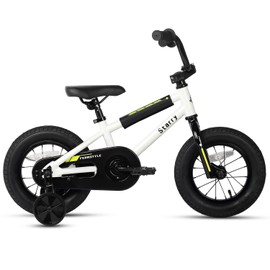 cubsala 12 Inch Kids Bike BMX Style Bicycle with Training Wheels Coaster Brake for 1 2 3 4 Years Old Boys Girls Toddlers Beginner Riders, White