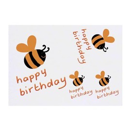 4 x 'Happy Birthday Bee' Temporary Tattoos - Water Resistant, Skin-Safe, Non-Toxic Transfers, Mixed Sizes (TO00084372)