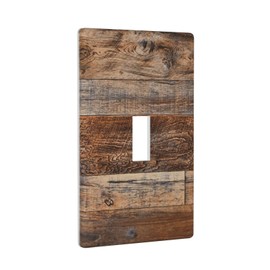 Brown Rustic Wood Single Light Switch Cover Plate 1 Gang Toggle Switch Plate Farmhouse Decorative Wall Plate Accessories, Standard Size, 4.50 x 2.76 Inch