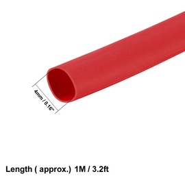 sourcing map Heat Shrink Tubing 4mm Dia 2:1 Heat Shrink Tube Wrap Cable Sleeve 1m Red