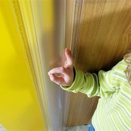 Dorkido Door Pinch Guard Baby Proofing - Child Door Finger Protector 110° - Finger Pinch Guard Hinge for Kids Safety - Secure Hinge Cover -47 Inches Tall Essential Baby Proofing - Clear