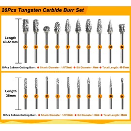 Tungsten Carbide Burr Set 1/8" Shank，Die Grinder Bits with Sanding Drums and Cutting Wheel Set, 195Pcs Pratical Sanding Bits Kit for Metal, Wood, Plastic, Glass