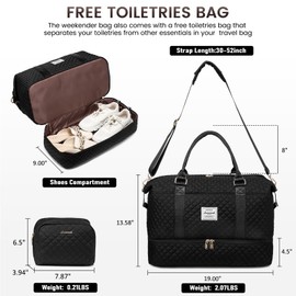 LOVEVOOK LOVEVOOK Travel Duffle Bag, Weekender Bags for Women with Shoe Compartment, Carry on Bag with Toiletry Bag, Gym Bag with Wet Pocket, Hospital Bags for Labor and Delivery, Black