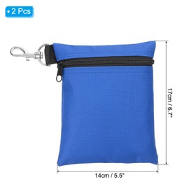 PATIKIL Golf Tea Pouch with Zipper 6.7" x 5.5" Valuable Golf Tee Bag Golf Bag Accessories Clip for Men Women Storage Blue