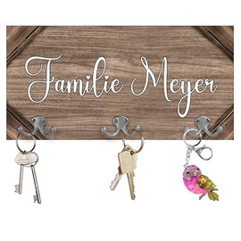 22Feels Familie Schlüsselbrett Personalisiert Schlüsselhalter Holz Wand Weihnachten Geschenk Schlüsselboard Individuell Name Deko Eingang Haus Foyer Flur Schlafzimmer Werkstatt Garage (6 Haken)
