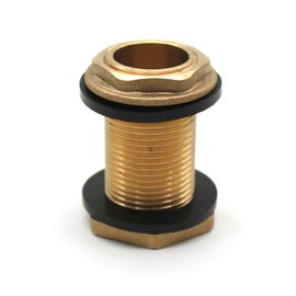DOJA Barcelona Tank Fitting | 1 Inch Water Butt Pipe | Made of Brass | with 2 Rubber Seals: Accessories for Water Tank Connection, Water Barrel, Water Butt Connection, Tap