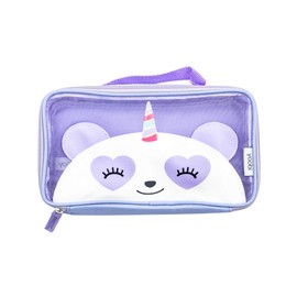 Yoobi Pandacorn Pencil Case – Purple Mesh Cute Pencil Pouch – Pencil Bag w/Carry Handle – Pen Pouch for School or Office – Multifunctional Zippered Pouch Makeup Bag or Toiletries Bag