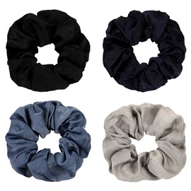 Silk Satin Scrunchies Women Hair Ties - Ivyu Big Scrunchy Ponytail Holder No Crease Hair Bands Soft Elastic No Hurt Your Hair for Vsco Girl Women Blue