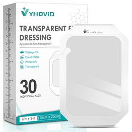 30 Packs Transparent Film Dressing 6'' x 8'' - Waterproof Bandages for Swimming, Showering, Wounds, Post Surgical Shower or IV Shield, Tattoo Aftercare Bandage, Scar Therapy, Adhesive Patches