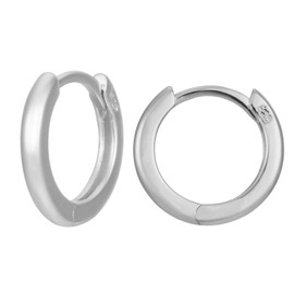 Rhodium Plated Sterling Silver Small Hoop Earrings Ring Cuff Ear Huggies | Simple Mini Hoops | Minimalist Second Hole Hoops Cartilage Hoop [6mm]