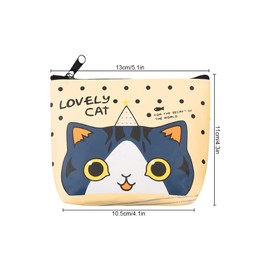 Lotsdonxia 2-Pack Cat Coin Purses with Zip – Cute Cartoon PU Leather Wallets for Coins, Cards, Earphones, and Keys (Plaid & Beige)
