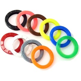 van den Heuvel 10 plastic key rings, assorted colours, key cap for large, round keys, key identification rings for key organisation, made in Germany, Colourful