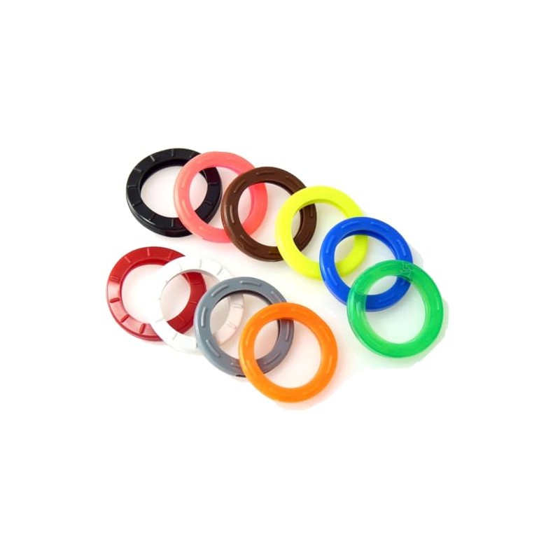 van den Heuvel 10 plastic key rings, assorted colours, key