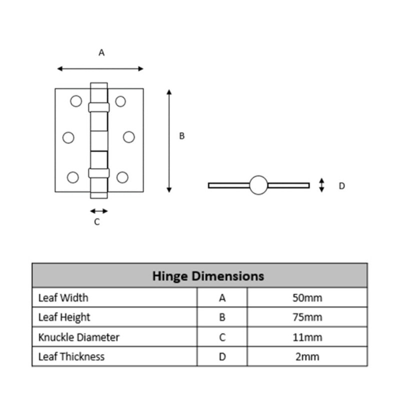 HANDLEZONE® Door Hinges 1 Pair 76mm / 3 inch Ball