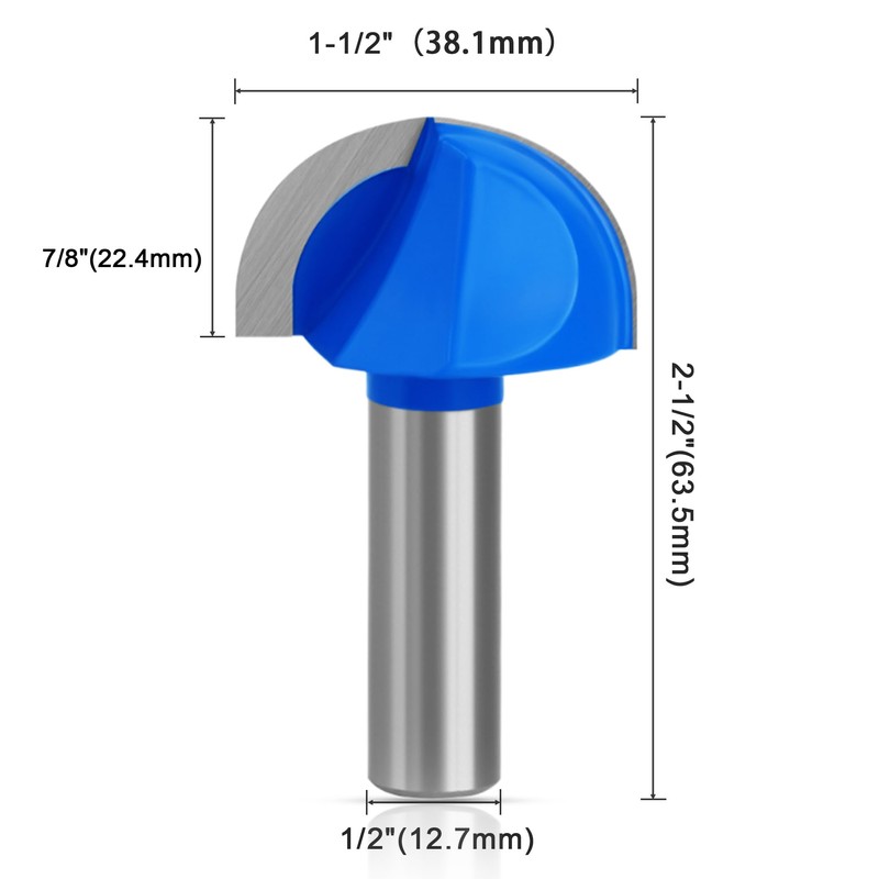ASNOMY 1-1/2" Cutting Diameter Core Box Router Bit, 1/2 Inch