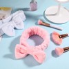 GOTH Perhk 4 Pack Spa Bowknot Hair Bands, Coral Fleece
