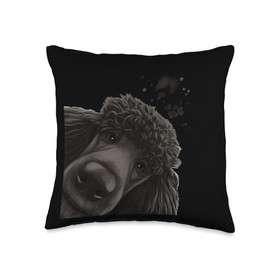 Black Standard Poodle Designs Funny Curious Dog Black Standard Poodle Throw Pillow, 16x16, Multicolor