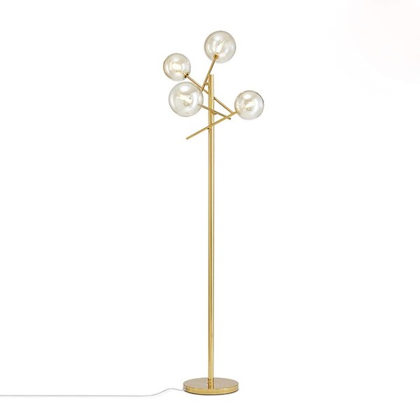 Dellemade TD00145 Sputnik Chandelier Floor Lamp for Bedroom,4-Lights Glass Shade Floor Lamps for Living Room,Brass/Gold