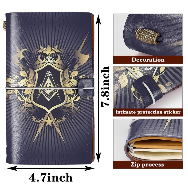 WHLBHG Freemason Gift Masonic Gift Freemasonry A6 Size Refillable Leather