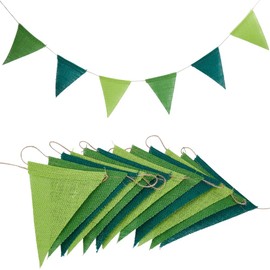 SOFPLATE 26 Feet St Patricks Day Burlap Banner Green Triangle Pennant Banner Flag Spring Holiday Bunting Garland for Wedding Birthday Party Home Outdoor Camping Garden Hanging Festival Decorations