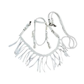 white mule tape rein braided horse tack set with browband headstall tripping collar and reins