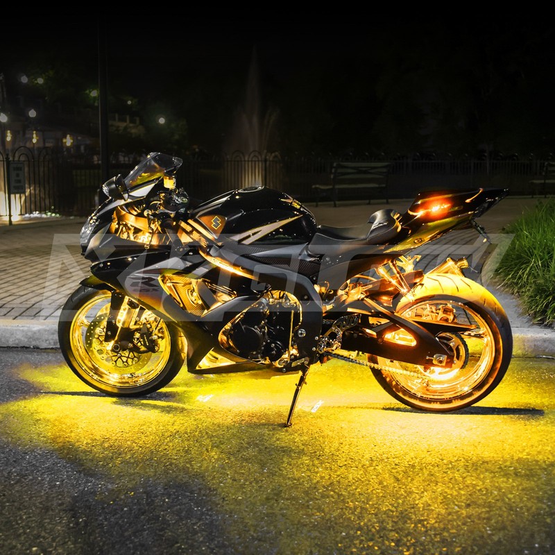 AMBER 8 POD 2 STRIP LED Universal Motorcycle Accent Neon