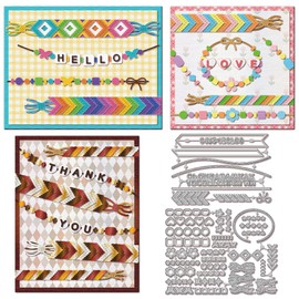 GLOBLELAND Friendship Bracelets Lace Cutting Dies for DIY Scrapbooking Metal 26 Letters Edge Cutting Dies Numbers Frame Punching for Card Making Embossing Photo Album Craft Decor