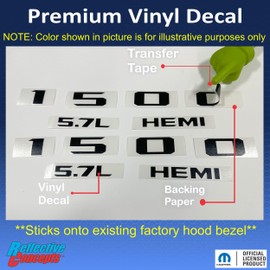 Reflective Concepts 2019-2022 Ram 1500 HEMI 5.7L Hood Emblem Overlay Decal Stickers - (Color: Granite Crystal Metallic)