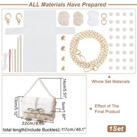 WADORN DIY Knitting and Crochet Handbag Set, Mesh Plastic Canvas Set for Shoulder Bags, DIY Knitting, Crochet, Crossbag Materials for DIY Embroidery Projects, Sky Blue