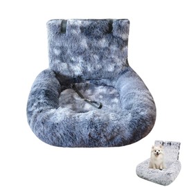Dog Bed for Car, Puppy Car Seat, Fluffy Dog Cars Seat, Dogs Booster Cars Seats with Safety Straps, Furry Safety Seats for Small & Medium & Large Dogs for Travel (Dark Gray, M)
