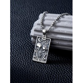 Lypic Tarot Card Necklace 925 Sterling Silver Skeleton Necklace Three of Swords/Lovers/Devil Tarot Jewelry Gifts for Men Women Unisex, Base, No Gemstone