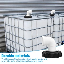 mizikuu 90° IBC Lid Filter, 163 mm Nylon Rainwater Filter, Washable with Lid, IBC Filter Lid with Bow, IBC Tank Filter, Accessories for Rainwater Tank DN 150