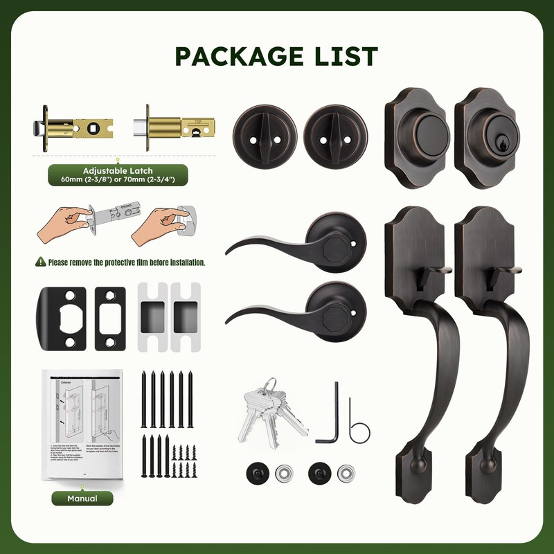Moquin Double Door Handle Set for Front Door, Classic Double