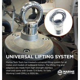 Marine Tech Tools Universal Lifting System (AMT0022), Mercury Lifting Ring, Mercury Outboard Lifting Eye, Outboard Flywheel Puller, Lifting Eye for Non-Verado Mercury Outboards