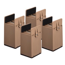 uxcell 4 inch Bed Risers with Adjustable Screw Clamp, 4Pcs Furniture Risers for Bed, Desk, Sofa, Table, Fit for Furniture Thickness 0.39-1.96", Supports 5000 Pounds, Brown