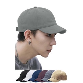 TERTIS Men's Umpire Cap, Short Brim Hat, Cotton, Short Brim, Solid, Soft, Breathable, Baseball Cap, Cycling, Golf, gray