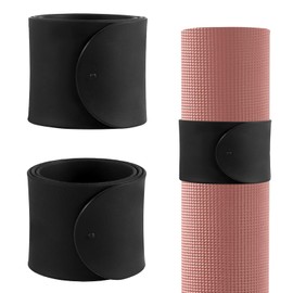 Nexhyp 2Pcs Yoga Mat Strap Slap Bands - Secure Rolled Yoga/Pilates Mats (20"x2"), Durable Non-Slip Hold for Thick Mats & Carrying, Easily ‘Slap’ On with Super Strong Hold for Women Girl (Black)