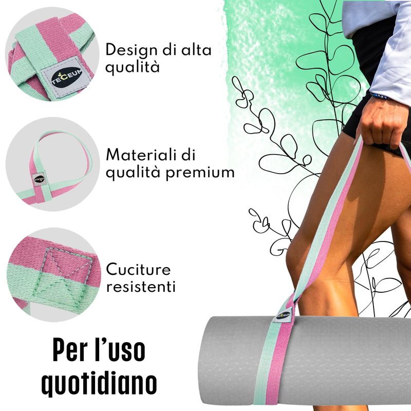 TECEUM Cintura Premium per Tappetino Yoga in Morbido Cotone Universale